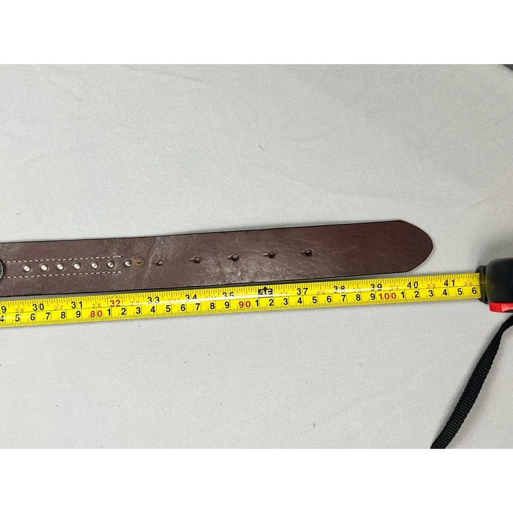 Roper Brown Leather Western Belt Large Rhinestone Filigree Cross Buckle Studded
